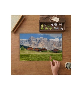 Dağların Eteğindeki Ahşap Evler Tasarımı 240 parça Ahşap Puzzle Ahşap Kutuda MP04905