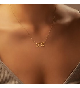 Kişiye Özel 925 Ayar Gümüş Ay Evreleri Hilal Dolunay Kolye (Gold)