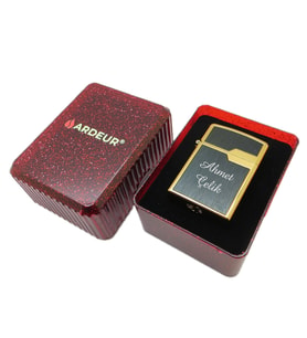 Ardeur® Crown Gold Siyah İsme Özel Çakmak Hediyelik Çakmak
