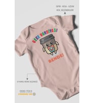 Gece Vardiyası Bende Baskılı Bebek Zıbını – Çıtçıtlı Body  %100 Pamuk Kısa Kol (Pastel Pembe)