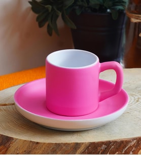 Pembe Renkli Türk Kahvesi Fincanı 100ml Tek Kişilik, 2 Parça
