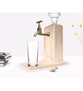 BK Home Musluklu Doğal Ahşap Rakı Standı (Beyaz)