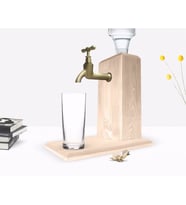 BK Home Musluklu Doğal Ahşap Rakı Standı (Beyaz)
