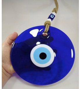 GÜÇLÜ 17-18 cm Cam Nazar Boncuğu El Yapımı Duvar Dekoru İpli