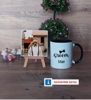 Groom Fotoğraflı Dekoratif Taş, Kupa Bardak Beyaz Hediye (Model 11)