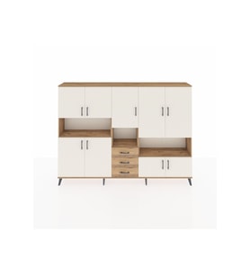 Arges Dolap 13 Raflı 3 Çekmeceli 9 Kapaklı 220x30x163 Çam-Aytaşı/Çam