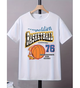 BASKET76 Baskılı Pamuklu Tshirt (A.Beyaz)