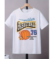 BASKET76 Baskılı Pamuklu Tshirt (A.Beyaz)