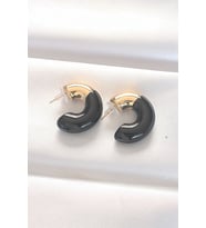 CCB Siyah Gold Çift Renk Küpe - TJ-BKP8875
