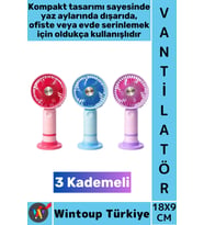#Vantilatör Kompakt Sessiz Hafif Kablosuz Taşınabilir Usb Şarjlı 3 Kademeli Masa El Fanı Vantilatör