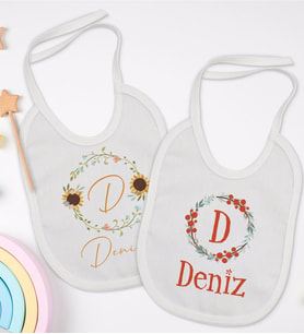 BK Kids Kişiye Özel Harfli İsimli 2’li Beyaz Mama Önlüğü-2