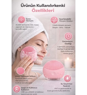 Lexroo Şarjlı Silikon Yüz Temizleme Cihazı,Sonic Titreşimli Yüz Fırçası