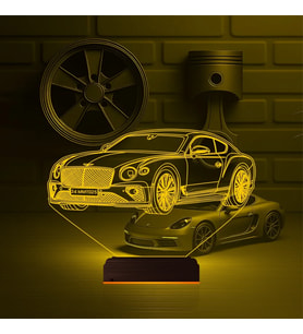 Luvivia Araba Bentley Kişiye Özel 3D Lamba - Masa Gece Lambası