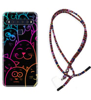 TCL 10L 10 Plus 10SE 20E 20SE 30 L7 Kılıf Boyun Asklı Rasta Silikon Neon Cats 1790
