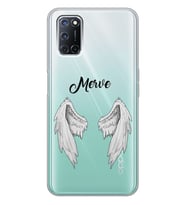 Oppo Beyaz Melek Kanadı Tasarımlı Şeffaf Telefon Kılıfı