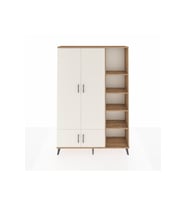 Arges Dolap 6 Raflı 4 Kapaklı Tek Askılı 132x30x195 Çam-Aytaşı/Çam