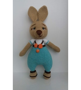 Papyonlu Tombik Tavşan Amigurumi Organik Oyuncak