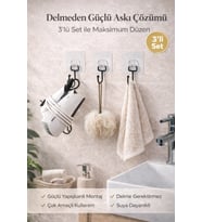 Duvar Askısı Siyah Statik Boyama Mutfak Havlu Kancası ( 3 Adet )
