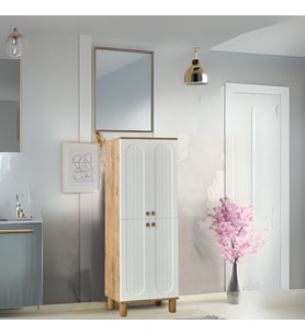 Lidya Portmanto Dolabı Atlantik Çam Beyaz Raflı 2 Kapaklı Ayakkabılık 60x37x195 cm