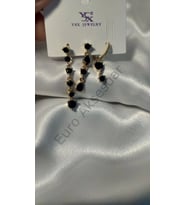 Gold Siyah VIP Üçlü Küpe