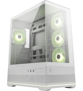 MSI MAG PANO 110R PZ White – Mid-Tower oyun bilgisayarı kasası – 400 mm uzunluğa kadar GPU'ları destekler, çıkarılabilir toz filtresi, USB 20 Gbit/s (Tip C), Back-Connect-ATX ve Micro-ATX