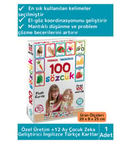 Özel Üretim Çocuk Hafıza Zeka Koordinasyon Geliştirici Eğitici İngilizce Türkçe İlk 100 Sözcük Kart