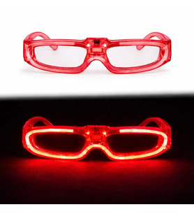 Kırmızı Led Işıklı Parti Gözlüğü 3 Modlu - Glow Gece Eğlence Gözlüğü