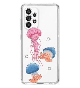 Samsung Galaxy A52 Uyumlu Deniz Anası ve Mantar Tasarımlı Şeffaf Telefon Kılıfı