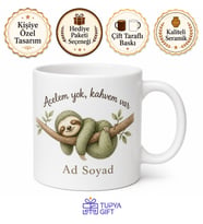 Tembel Hayvan Sloth Desenli Uykucu Çay ve Kahve Kupası Hediye Bardak