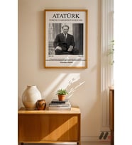 Atatürk Klasik Portre Posteri, Ahşap Çerçeveli Duvar Tablosu - Sevdiklerinize Özel