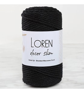 Loren Decor Slim 3 Büküm Makrome İpi Siyah - L006