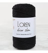 Loren Decor Slim 3 Büküm Makrome İpi Siyah - L006