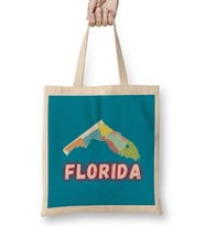 Florida - Vintage Retro Rainbow Bez Çanta Uzun Saplı