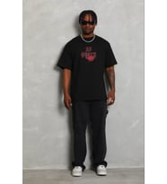 pilelistore- Erkek Baskılı T-Shirt Kısa Kol Bisiklet Yaka Regular Fit Rahat Kalıp Günlük Tişört - Si (Siyah)