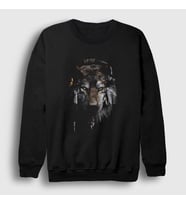 Presmono Unisex Siyah Indian Wolf Kurt Sweatshirt 307081tt