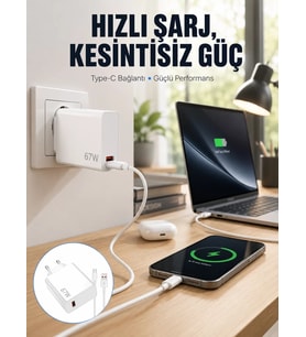 67W Type-C Turbo Şarj Cihazı – Aşırı Akım ve Isı Koruması Seyahat Uyumlu Yeni Nesil