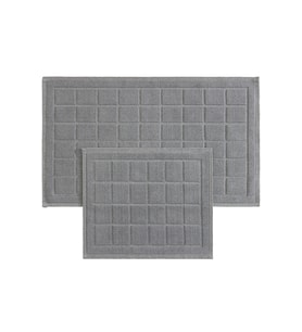 Koza Home Medea Gri 2li Pamuk Kare Desenli Banyo Paspas Takımı 60x100 60x50 8596
