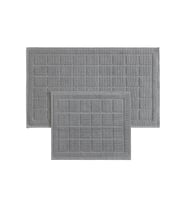 Koza Home Medea Gri 2li Pamuk Kare Desenli Banyo Paspas Takımı 60x100 60x50 8596