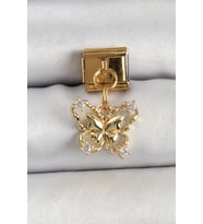 316L Çelik Sallantılı Zirkon Taşlı Kelebek Model Gold Renk Nomination Charm 588 - EEEEEE7550-1