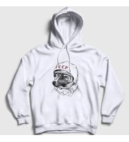 Presmono Unisex Beyaz Laika Space Traveler Cccp Kapüşonlu Sweatshirt 405507tt
