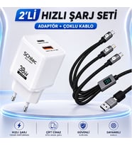 SChitec 38W 2 Çıkışlu Hızlı Şarj Başlığı ve 5in1 100W Göstergeli Type-C ve UsbA Girişli Micro Type-C Lightning Çıkışlı Hızlı Şarj