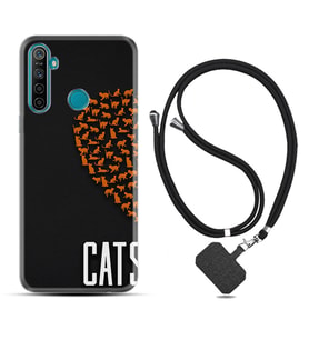 Realme 5i 5 Pro 6i 7 Pro 8 Kılıf Boyun Askılı Silikon Cats 1792