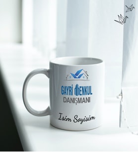 Kişiye Özel İsim ve Fotoğraf Baskılı Gayrimenkul Danışmanı Temalı Kupa Bardak No:001