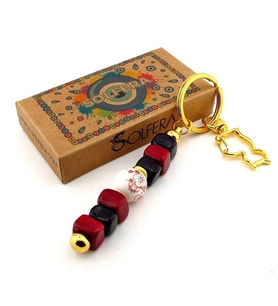 Bordo Siyah Orjinal Cam Boncuklu Çanta Süsü Kedi Charm Anahtarlık KY068
