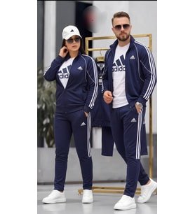 Unisex 3'lü Sevgili Kombin Eşofman Takımı Dalgıç Kompak 2 Iplik Ceket Tişört Alt Set
