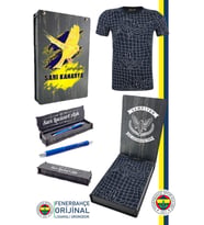 Fenerbahçe Orijinal Lisanslı Palamut LogoTribün T-Shirt + Kalem Set Hediyelik Ahşap Kutulu (Mavi)