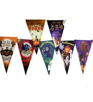 Mey İthalat® Lüks Baskılı Üçgen Model Halloween Banner Süs Bayrak 8 li
