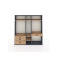 Hyperion Gardrop 7 Raflı 4 Çekmeceli 3 Askılı 220x44x243 Antrasit-Çam/Çam