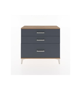 Arges Şifonyer 3 Çekmeceli 88x30x80 Çam-Antrasit