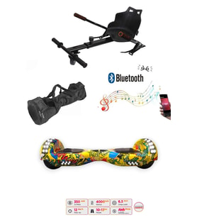 Elektrikli Kaykay Scooter Akıllı Denge Hoverboard + HoverKart + Çanta FULL LEDLİ EXTREM PAKET D21
